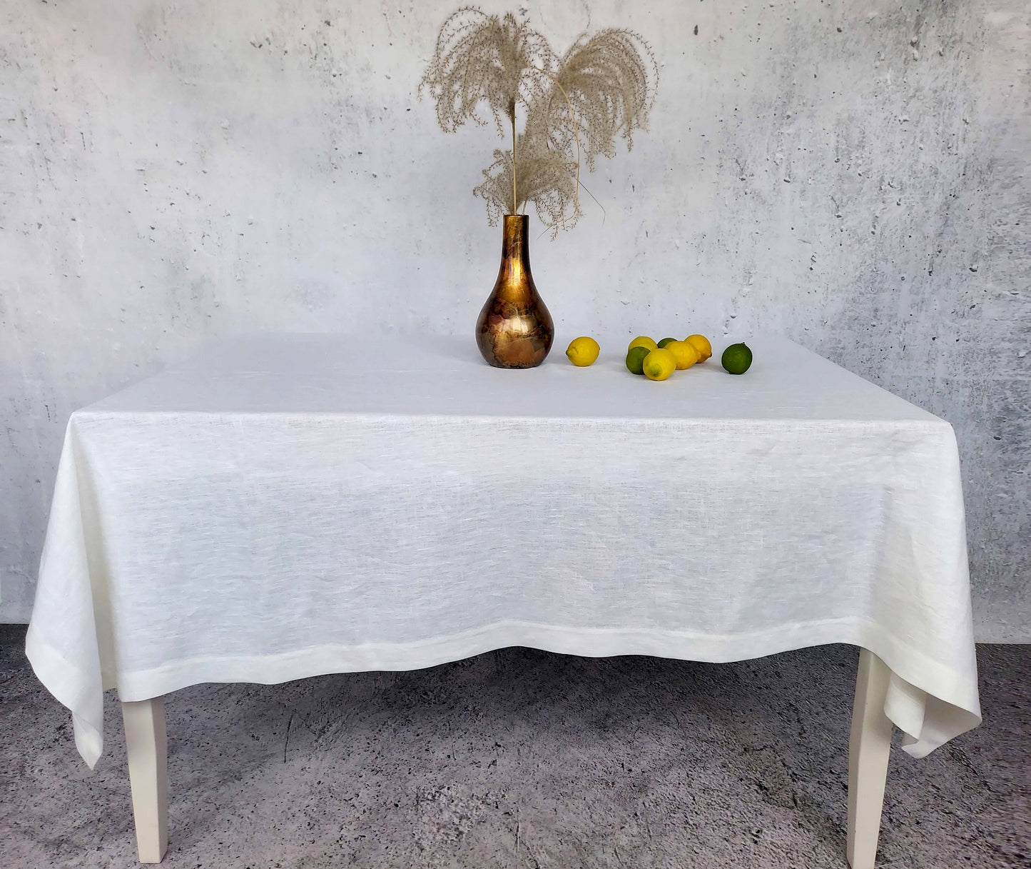 Natural Linen Tablecloth, Stonewashed Linen Tablecloth, 205g/m2 White