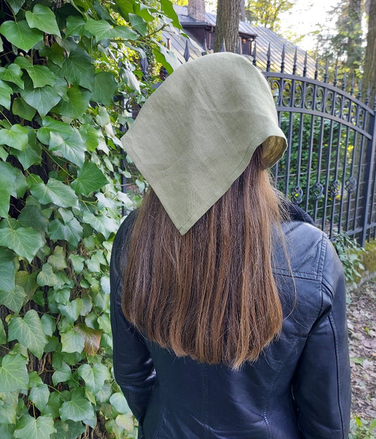 linen scarf, linen bandana, head scarf 