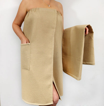  Sauna Set Wrap Towel, Towel Wrap for Women, Bath towel, Waffle weave , Gift for Her