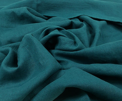 Linen fabric by metre, Soft linen fabric, Petrol linen fabric, Pure flax, 100% linen