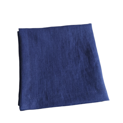 Linen Napkins for Weddings and Events, 100% Pure Linen Napkins, Navy Blue Napkins 205g/m2