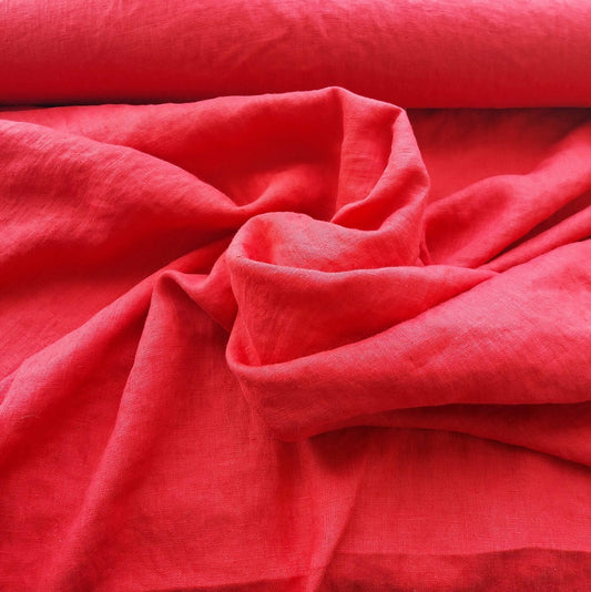 Linen fabric by metre, Soft linen fabric, Red linen fabric