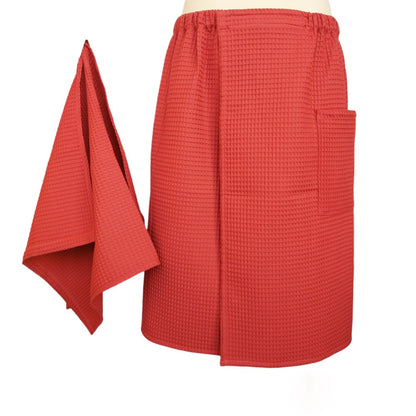 Set Wrap Towel + Hand Towel, Sauna Skirt Wrap