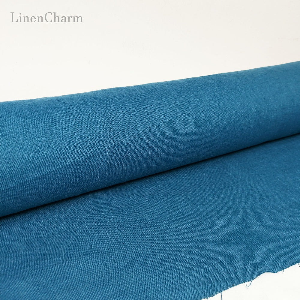 Linen fabric by metre, Soft linen fabric, Sea blue linen fabric