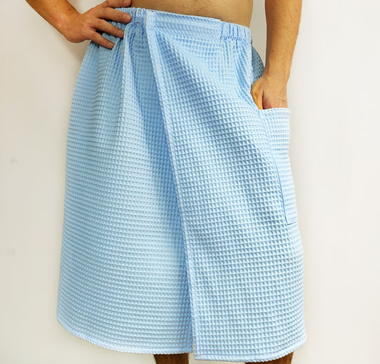 Wrap Towel, Sauna Skirt Wrap, Towel Wrap for Men, Light blue