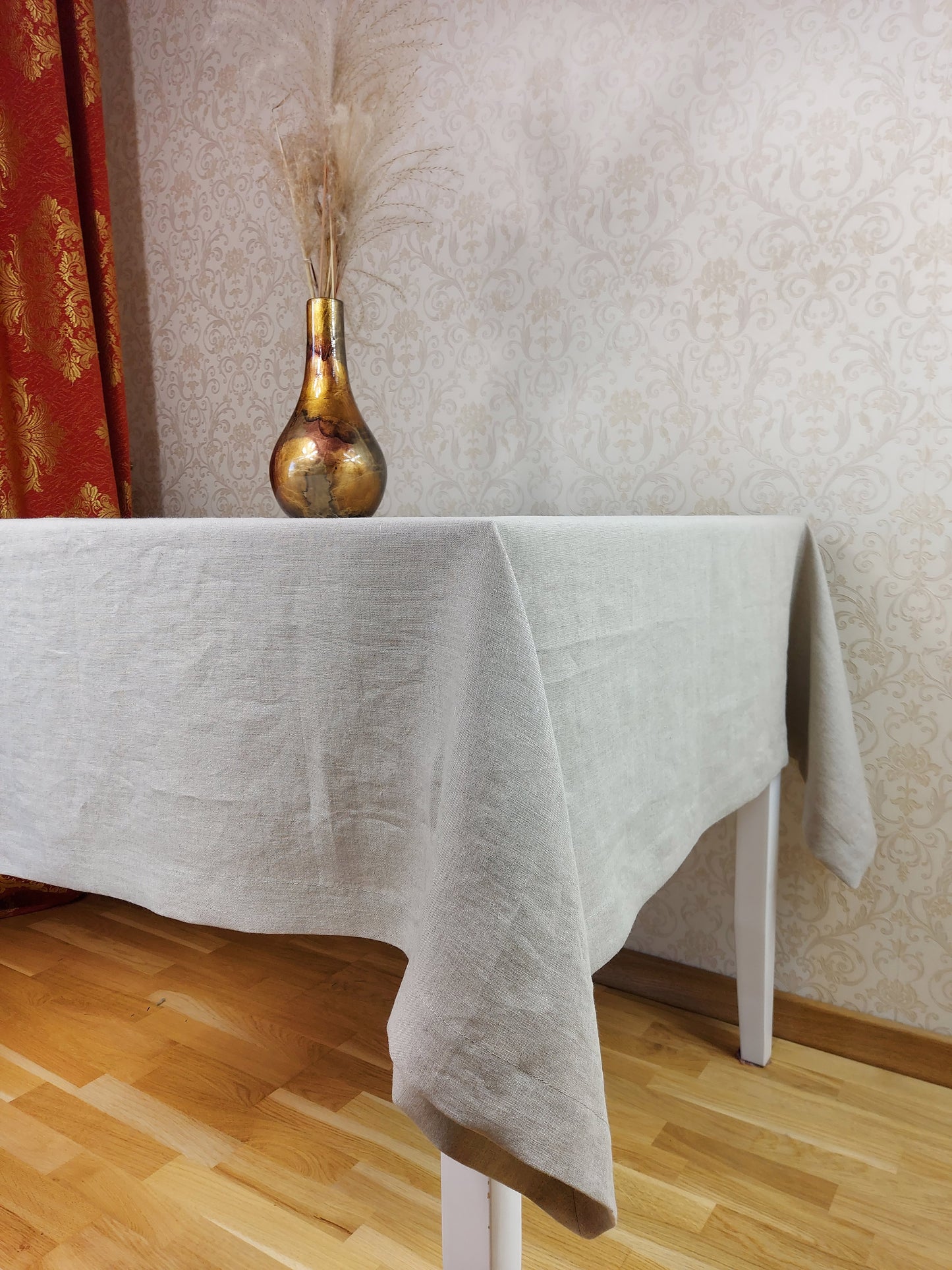 Natural Linen Tablecloth, Stonewashed Linen Tablecloth, 205g/m2 Natural