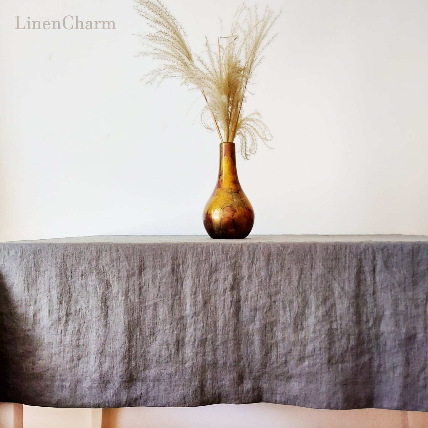 Natural Linen Tablecloth, Stonewashed Linen Tablecloth, 205g/m2 Grey