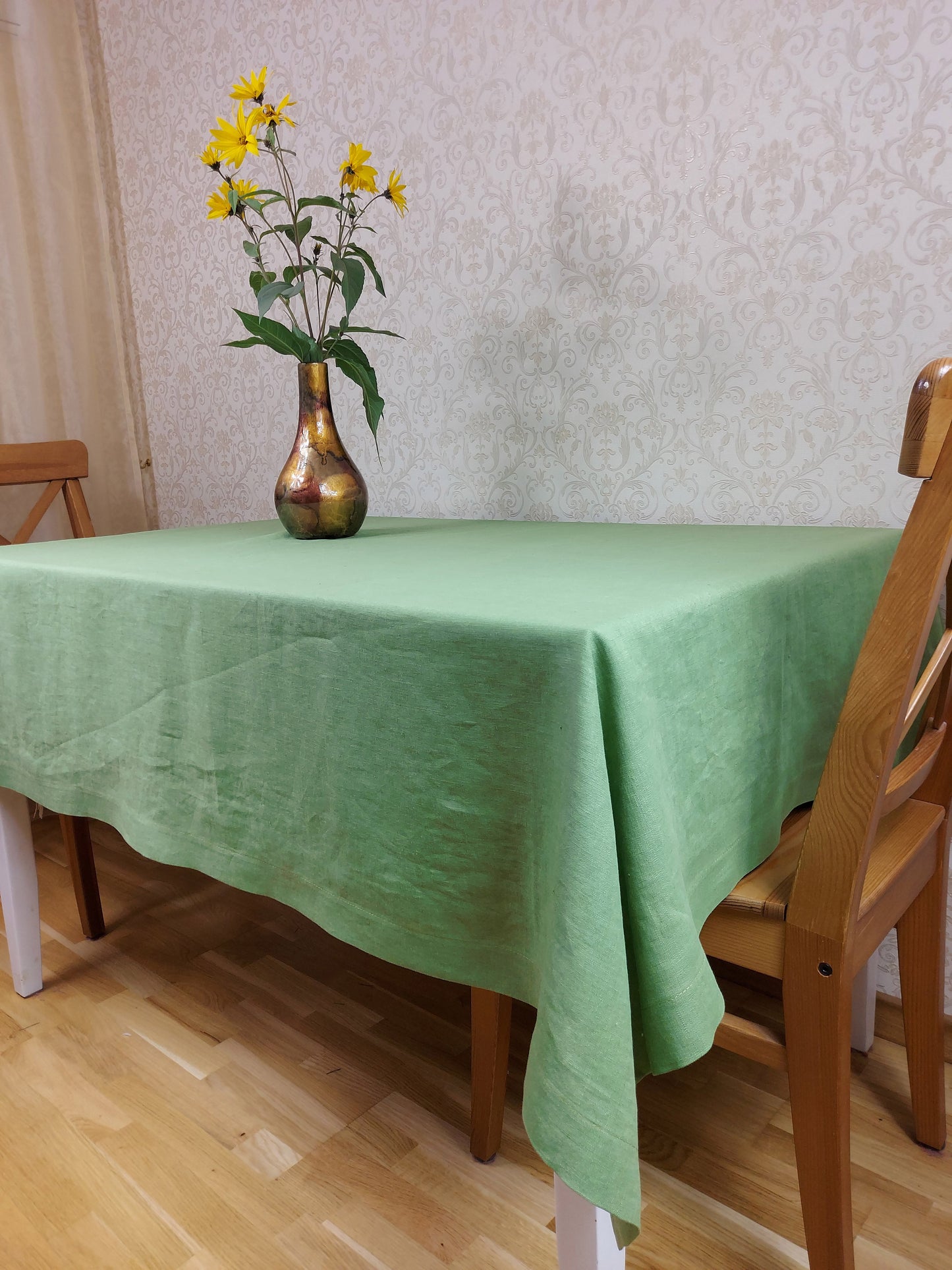 Natural Linen Tablecloth, Stonewashed Linen Tablecloth, 205g/m2 Fern