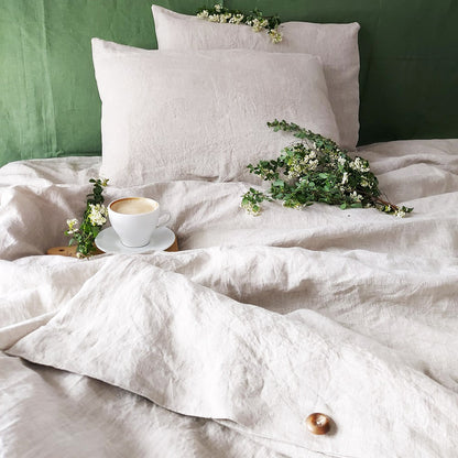 Natural bedding set, linen duvet cover, stonewashed linen fabric