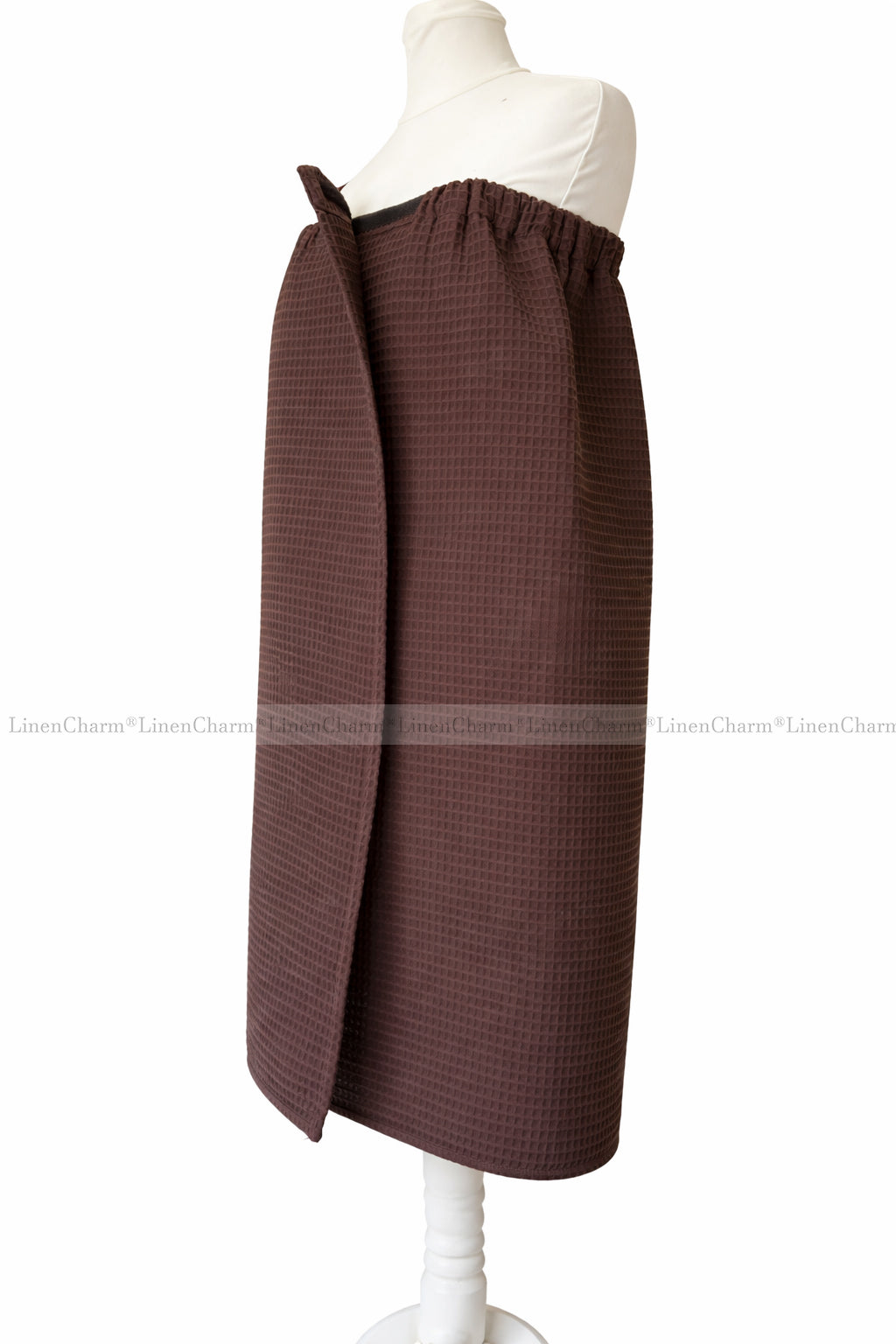 Premium women’s bath and spa wrap in chocolate brown cotton, breathable and comfortable XS–6XL