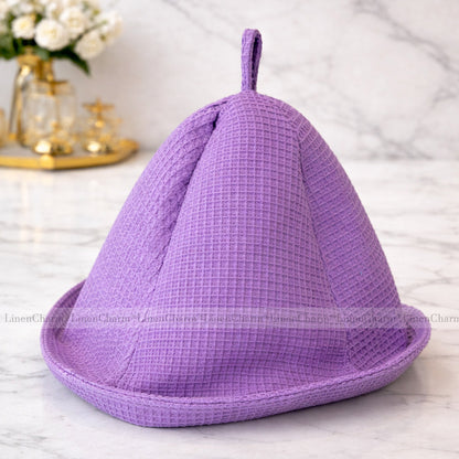 Breathable unisex sauna cap in lilac color with waffle texture and heat protection design.