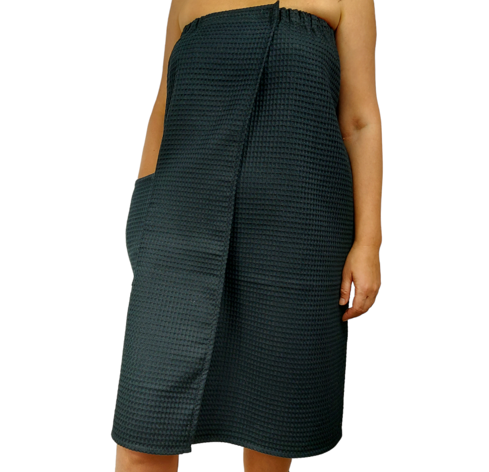 Black Cotton Towel Wrap for Women – Ideal for Bath, Sauna, and Pool