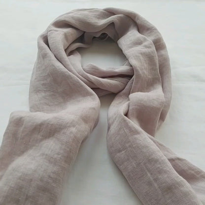 Natural Linen Scarf – Lightweight Softened Wrap for Men & Women