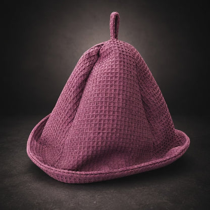 Sauna Hat – Waffle Cotton 100% – Unisex Spa Cap – Head Protection - Old Rose