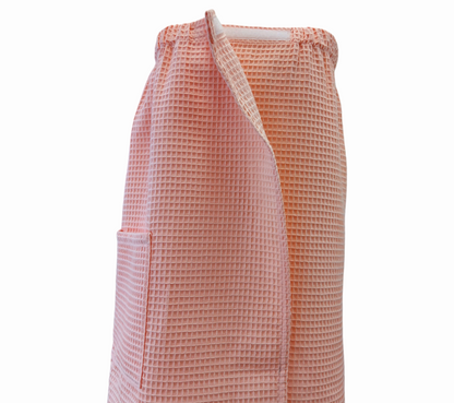 Detail of Salmon Pink Cotton Towel Wrap for Women with Velcro Closure