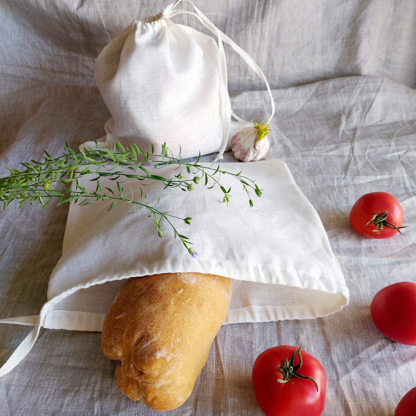 Organic linen bread bag, Ecru