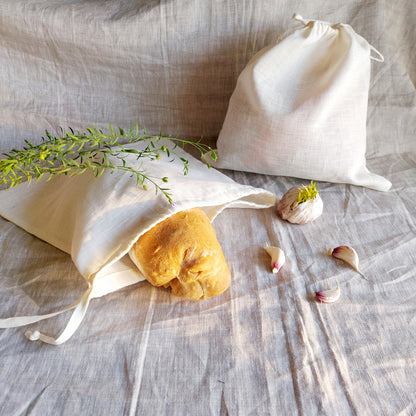 Organic linen bread bag, Ecru