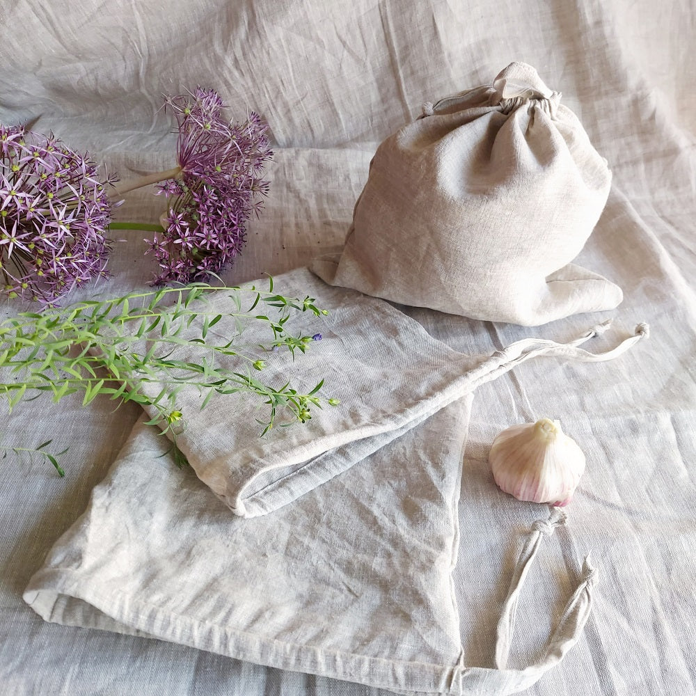 Organic linen bread bag