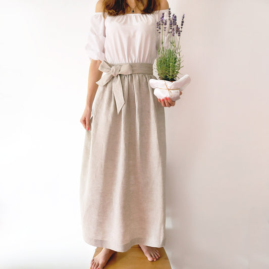 Linen apron skirt, Natural