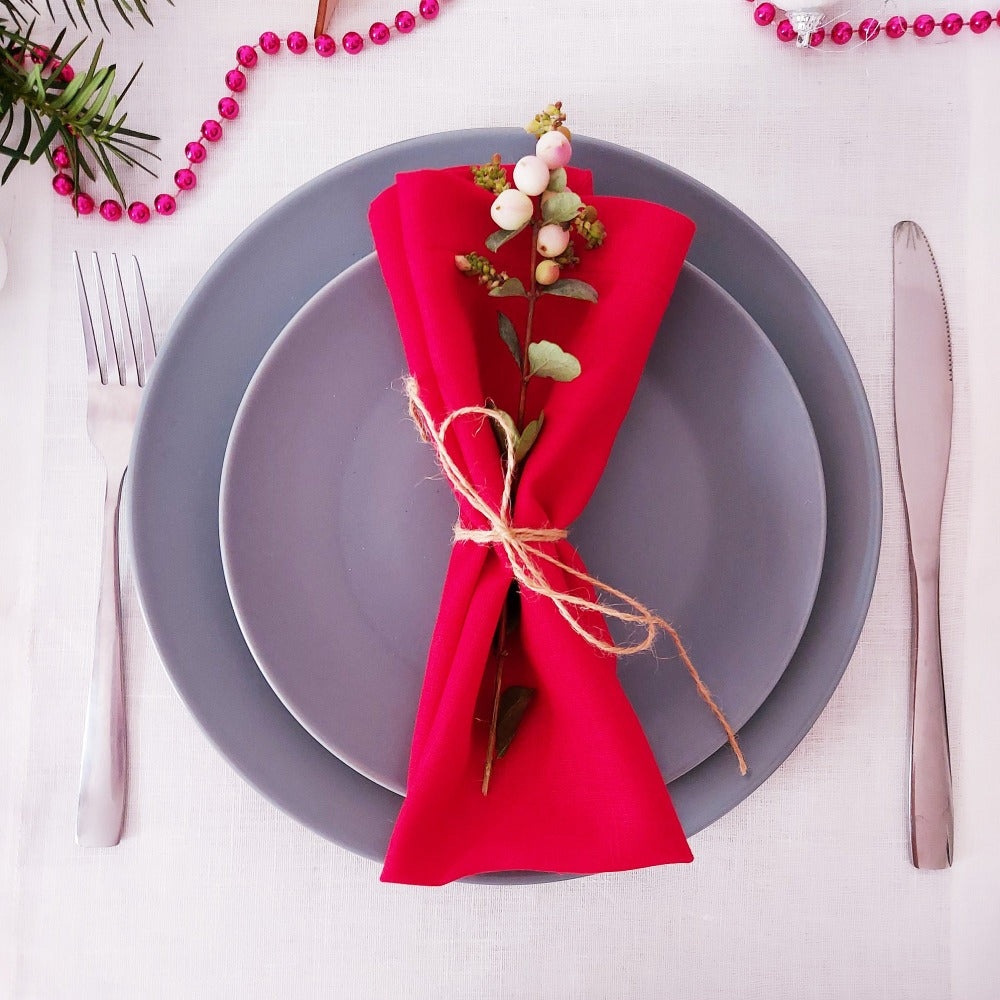 Linen napkin, Cloth napkins, Napkins set, Red Napkins 