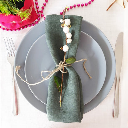 Linen napkin, Cloth napkins, Napkins set, Dark Green Napkins 