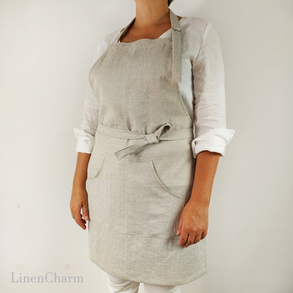 Stonewashed Linen apron. Kitchen apron for Women. Kitchen Apron for Men .