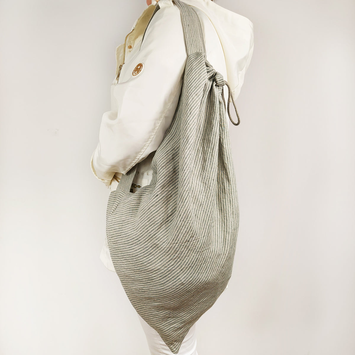 String Backpack Linen Linen Laundry Backpack, Laundry Bag with Strap, Storage Bag – LINEN CHARM