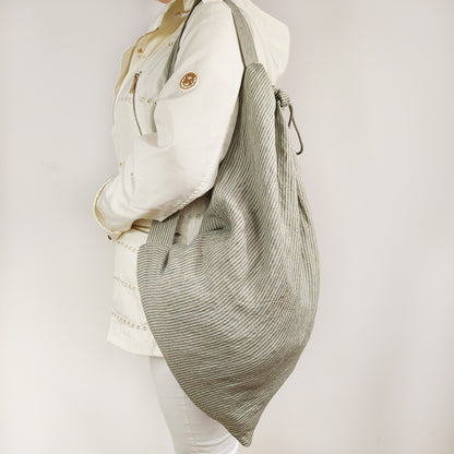 Linen Laundry Backpack, Laundry Bag with Strap, Storage Bag