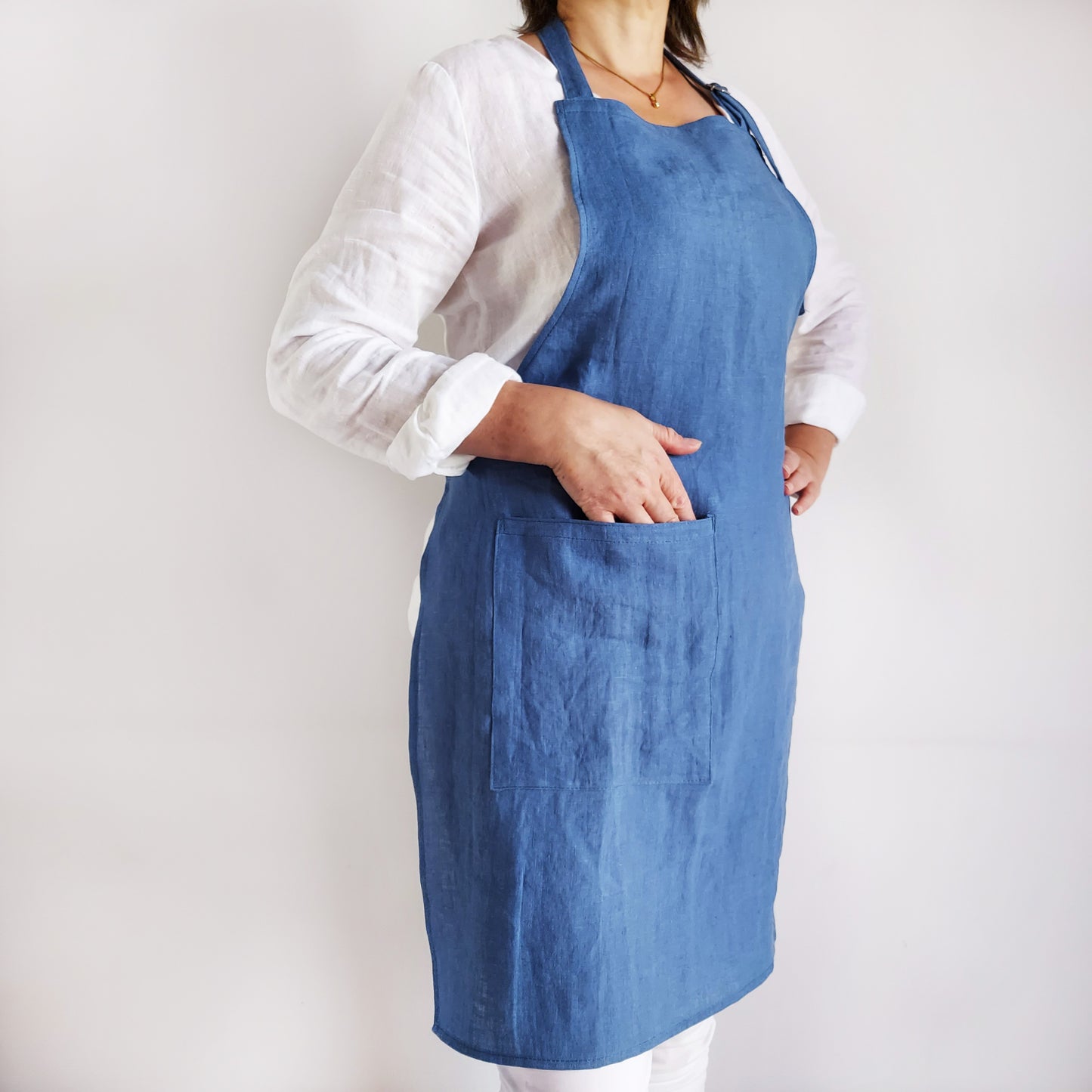 Linen Apron, Apron with pocket on right side, Cooking apron, 100% Linen