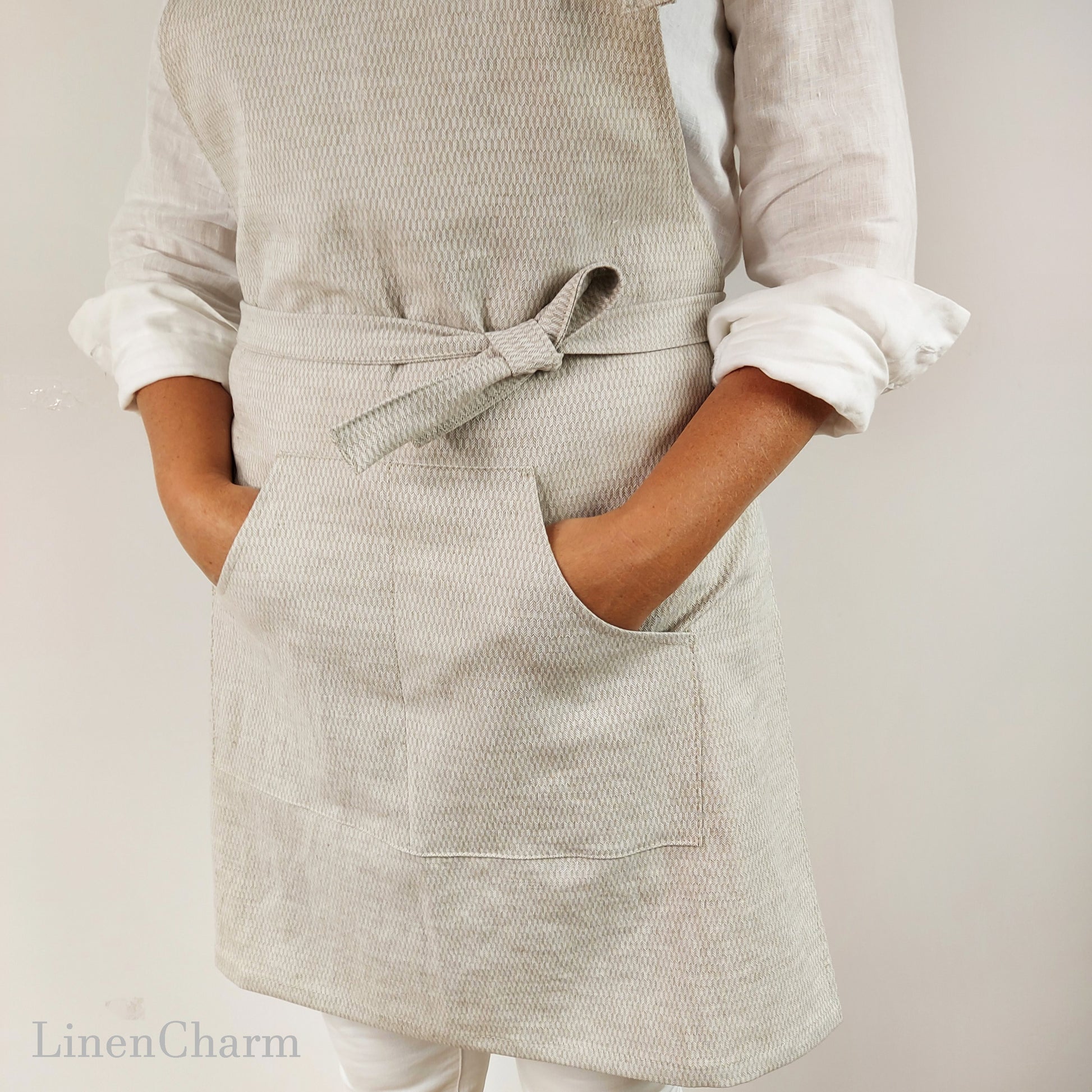 Stonewashed Linen apron. Kitchen apron for Women. Kitchen Apron for Men .