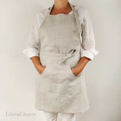 Stonewashed Linen apron. Kitchen apron for Women. Kitchen Apron for Men .