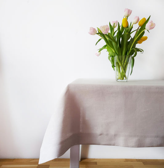 Linen tablecloth, Light grey