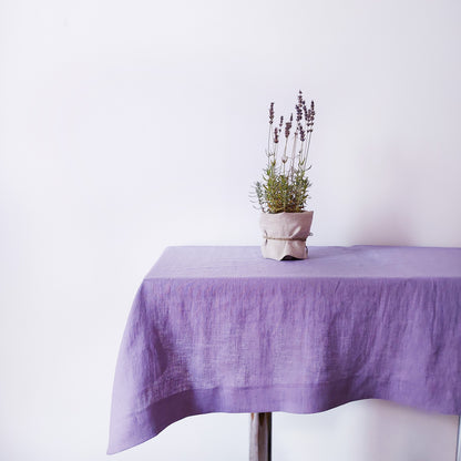 Natural Linen Tablecloth, Stonewashed Linen Tablecloth, 205g/m2 Lavender